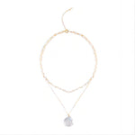 Double - Layer Coin Baroque Pearl Pendant Necklace Removable - floysun