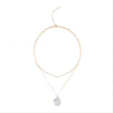 Double - Layer Coin Baroque Pearl Pendant Necklace Removable - floysun