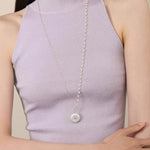 Double - Layer Coin Baroque Pearl Pendant Necklace Removable - floysun