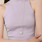 Double - Layer Coin Baroque Pearl Pendant Necklace Removable - floysun