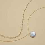 Double - Layer Coin Baroque Pearl Pendant Necklace Removable - floysun