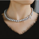 Double - Layer Freshwater Gray Pearl Necklace - floysun