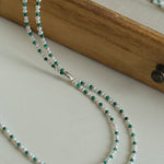 Double - Layer Necklace with Millet Pearls and Gemstone Beads - floysun