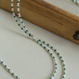 Double - Layer Necklace with Millet Pearls and Gemstone Beads - floysun