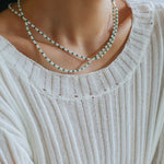 Double - Layer Necklace with Millet Pearls and Gemstone Beads - floysun