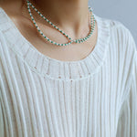 Double - Layer Necklace with Millet Pearls and Gemstone Beads - floysun