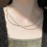 Double - Layer Necklace with Millet Pearls and Gemstone Beads - floysun