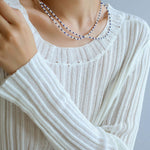 Double - Layer Necklace with Millet Pearls and Gemstone Beads - floysun