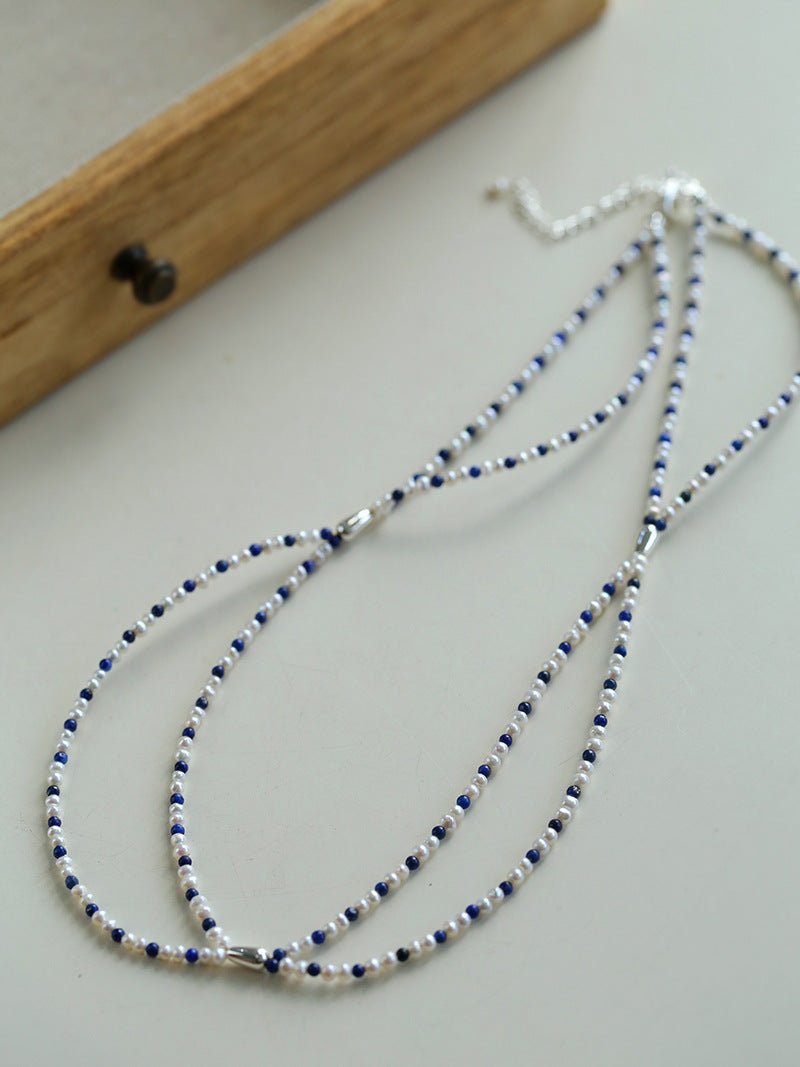 Double - Layer Necklace with Millet Pearls and Gemstone Beads - floysun