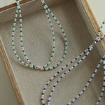 Double - Layer Necklace with Millet Pearls and Gemstone Beads - floysun