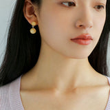 Double Natural Stone Ball Earrings - floysun