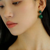 Double Natural Stone Ball Earrings - floysun