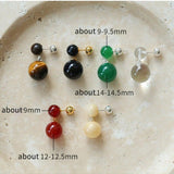 Double Natural Stone Ball Earrings - floysun