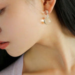 Double Natural Stone Ball Earrings - floysun