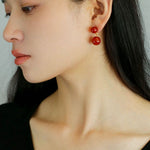 Double Natural Stone Ball Earrings - floysun