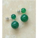 Double Natural Stone Ball Earrings - floysun