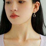 Double Natural Stone Ball Earrings - floysun