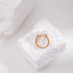 Double Pearl Open Ring - floysun