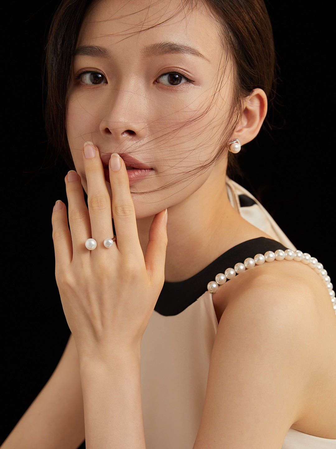 Double Pearl Open Ring - floysun