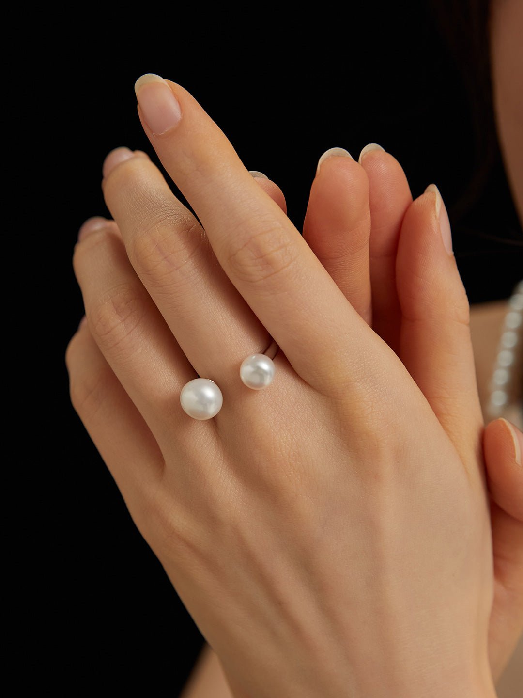 Double Pearl Open Ring - floysun