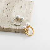 Double Pearl Open Ring - floysun