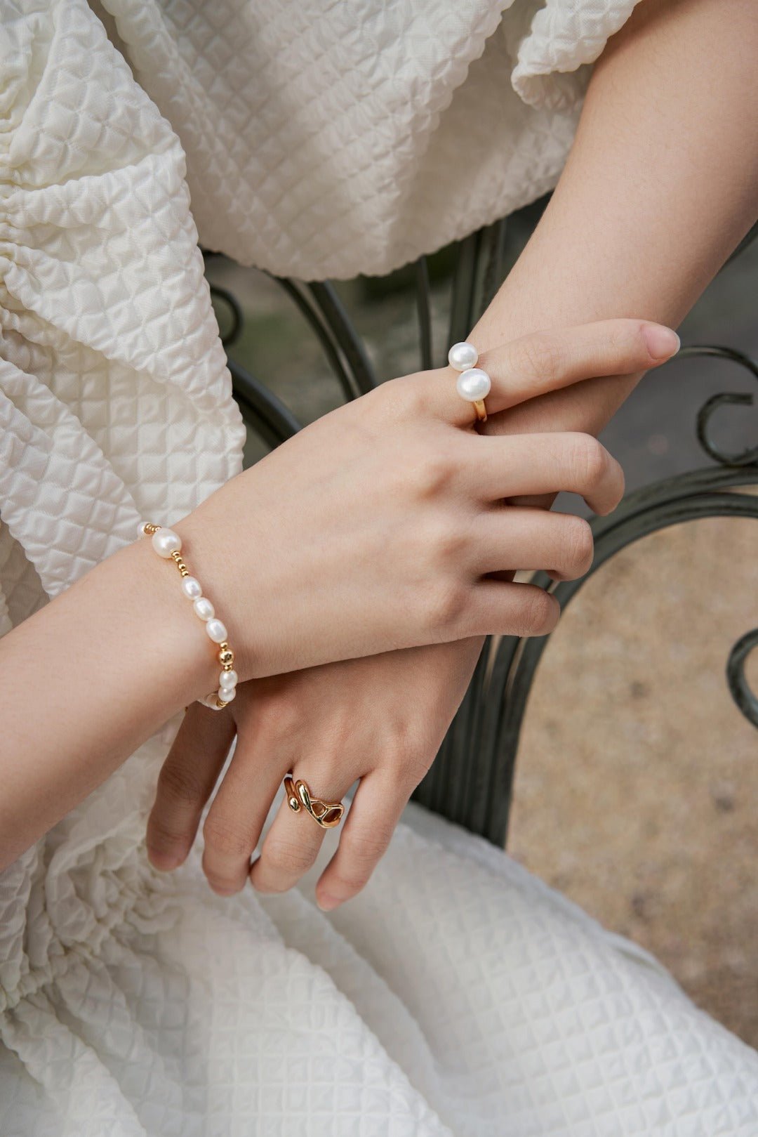 Double Pearl Open Ring - floysun