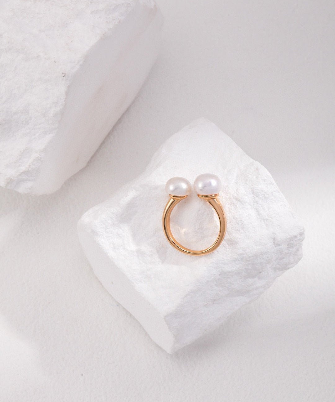 Double Pearl Open Ring - floysun