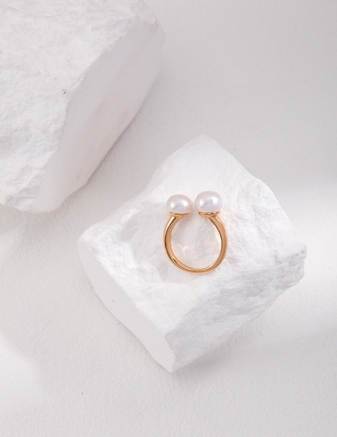 Double Pearl Open Ring - floysun