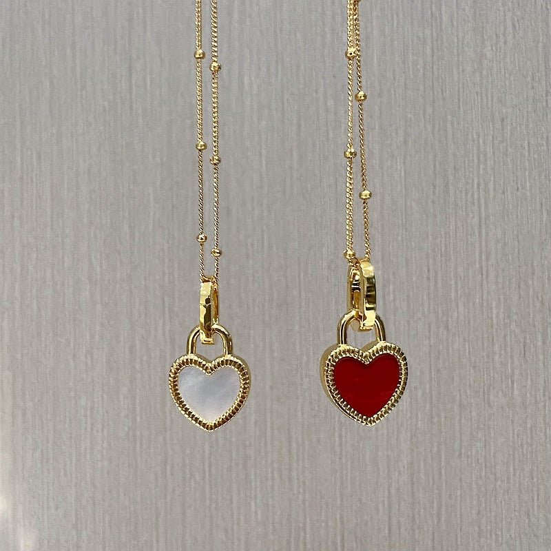 Double - sided Love Lock Pendant Necklace - floysun