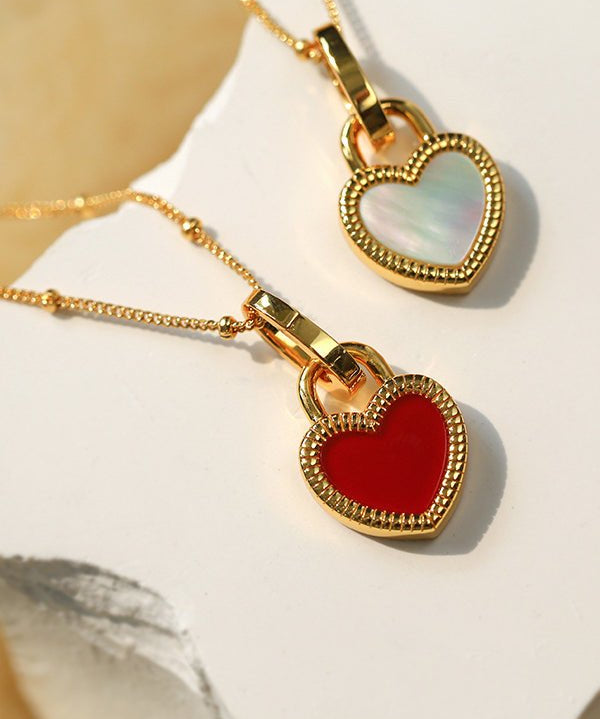 Double - sided Love Lock Pendant Necklace - floysun