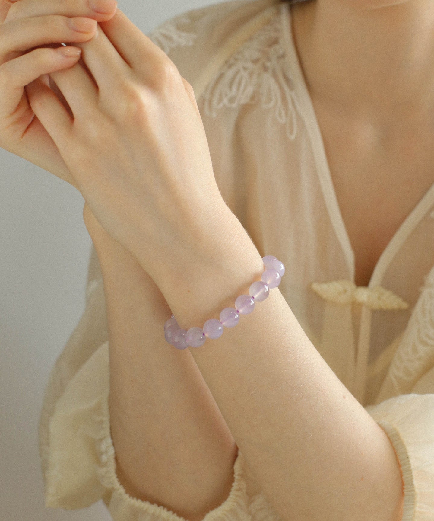 Dreamy Purple Chalcedony With Full Diamond Small Waist Bracelet - floysun