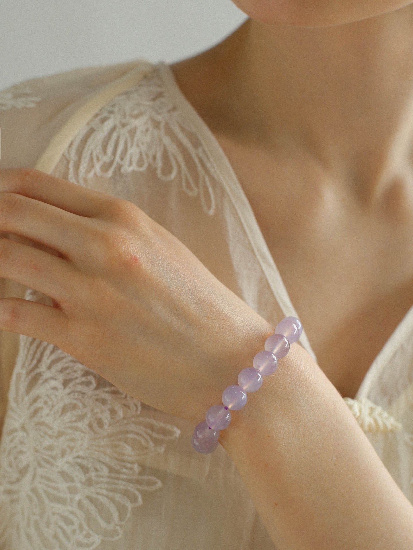 Dreamy Purple Chalcedony With Full Diamond Small Waist Bracelet - floysun