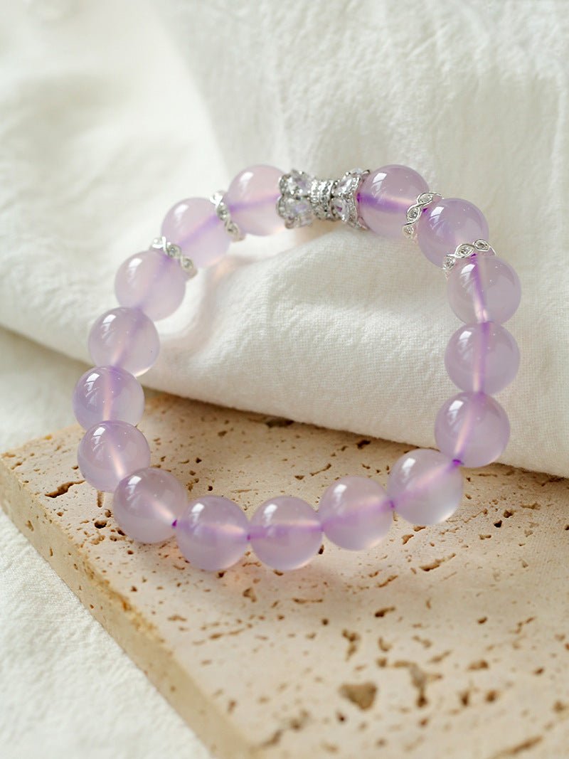 Dreamy Purple Chalcedony With Full Diamond Small Waist Bracelet - floysun