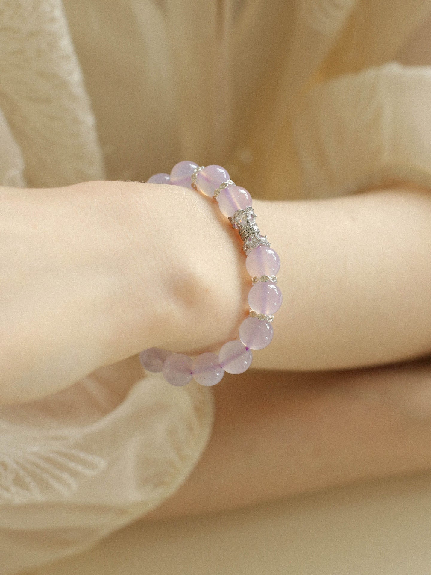 Dreamy Purple Chalcedony With Full Diamond Small Waist Bracelet - floysun