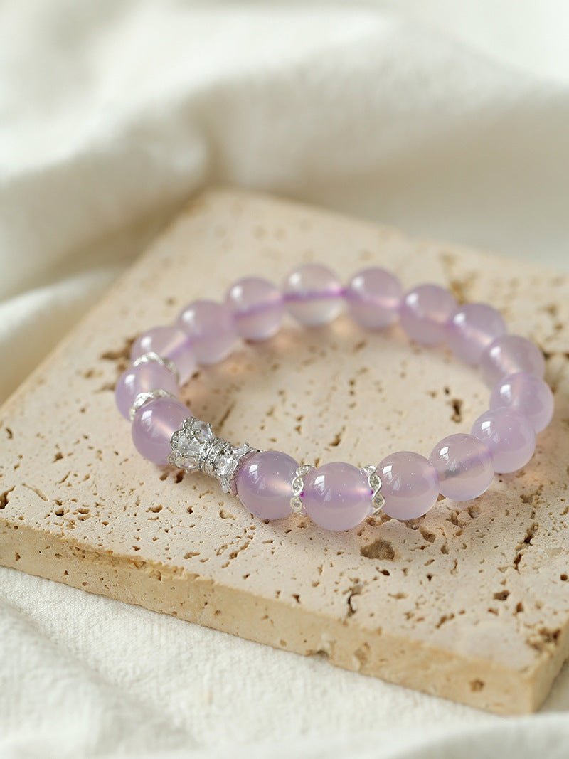 Dreamy Purple Chalcedony With Full Diamond Small Waist Bracelet - floysun