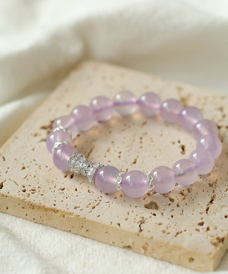 Dreamy Purple Chalcedony With Full Diamond Small Waist Bracelet - floysun