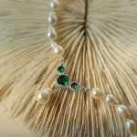 Drop Baroque Pearl Emerald Pendant Necklace - floysun