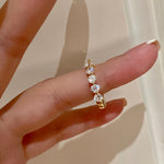 Dual - Wear Two - Tone 925 Silver Ring with Half Diamond & Pearl Beads - floysun