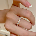 Dual - Wear Two - Tone 925 Silver Ring with Half Diamond & Pearl Beads - floysun