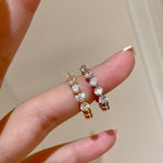 Dual - Wear Two - Tone 925 Silver Ring with Half Diamond & Pearl Beads - floysun