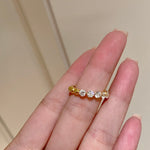 Dual - Wear Two - Tone 925 Silver Ring with Half Diamond & Pearl Beads - floysun