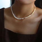 Earth Tone Shell Pearl Beaded Necklace - floysun