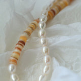 Earth Tone Shell Pearl Beaded Necklace - floysun