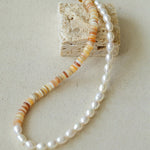 Earth Tone Shell Pearl Beaded Necklace - floysun