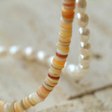 Earth Tone Shell Pearl Beaded Necklace - floysun