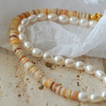 Earth Tone Shell Pearl Beaded Necklace - floysun