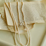 Daily Versatile Long Rice Pearl Necklace