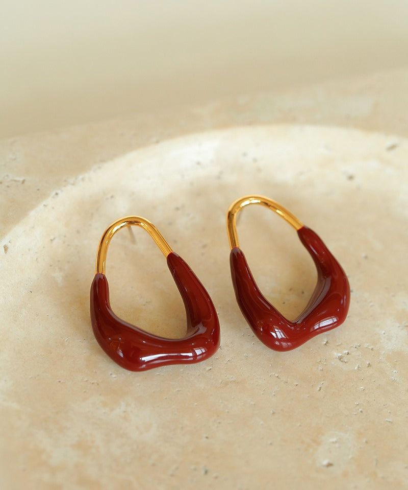 Niche Geometric Irregular Enamel Glazes Earrings