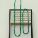 Elastic Necklace with Zirconia and Green Agate Beads - floysun