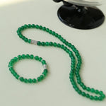 Elastic Necklace with Zirconia and Green Onyx Beads - floysun